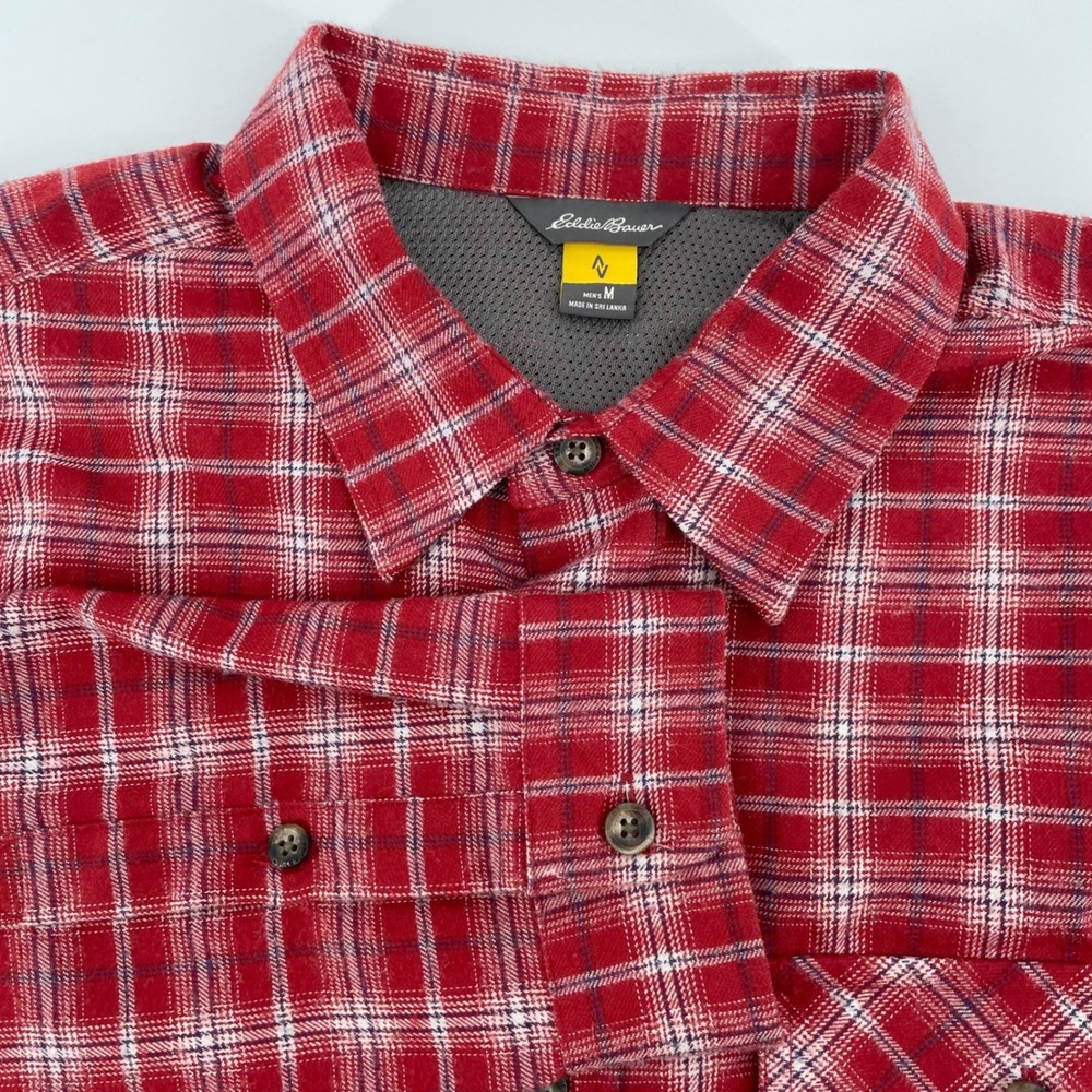 Eddie Bauer Men's Medium Plaid Long Sleeve Button Down Outdoor Flannel Shirt